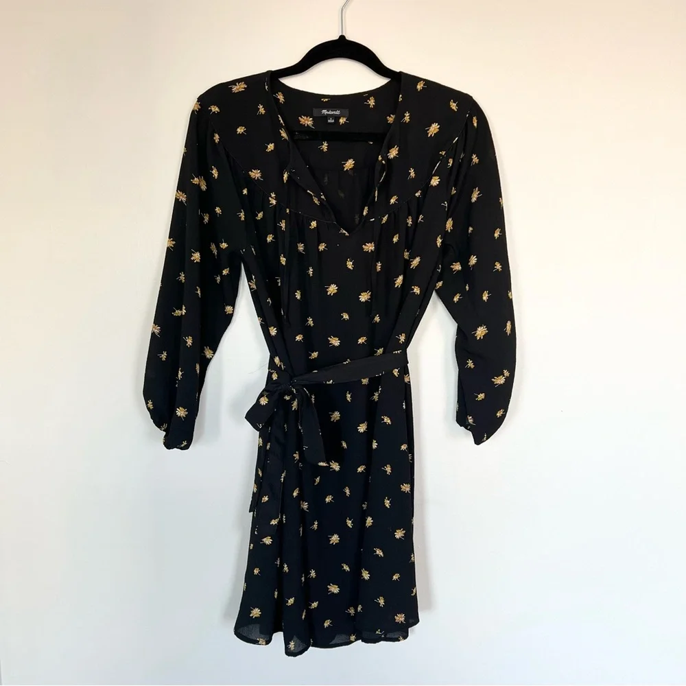 Madewell Tie-Waist Mini Dress in French Daisies